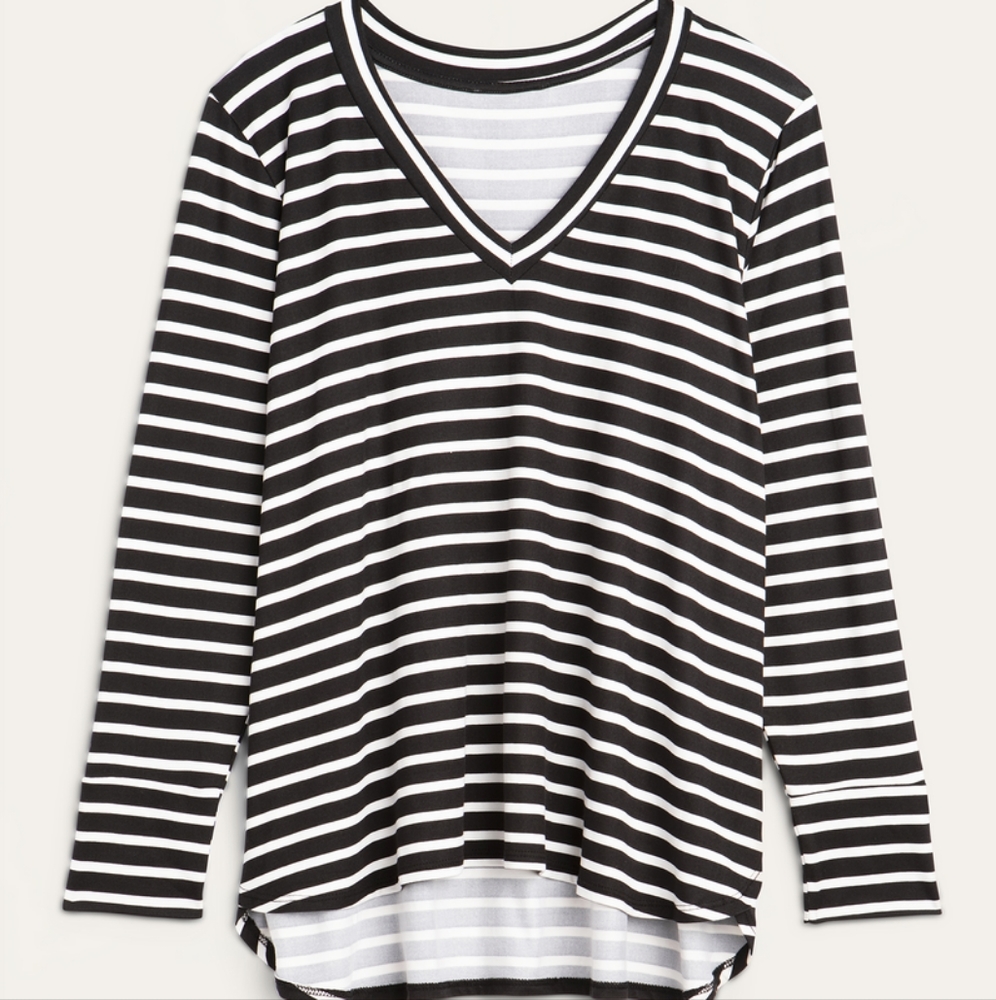 Molly & Isadora Black/Ivory Long Sleeve Top